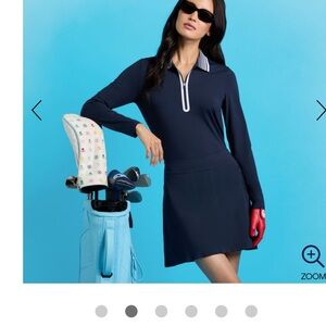 G/FORE Navy Polo with Striped Collar size L